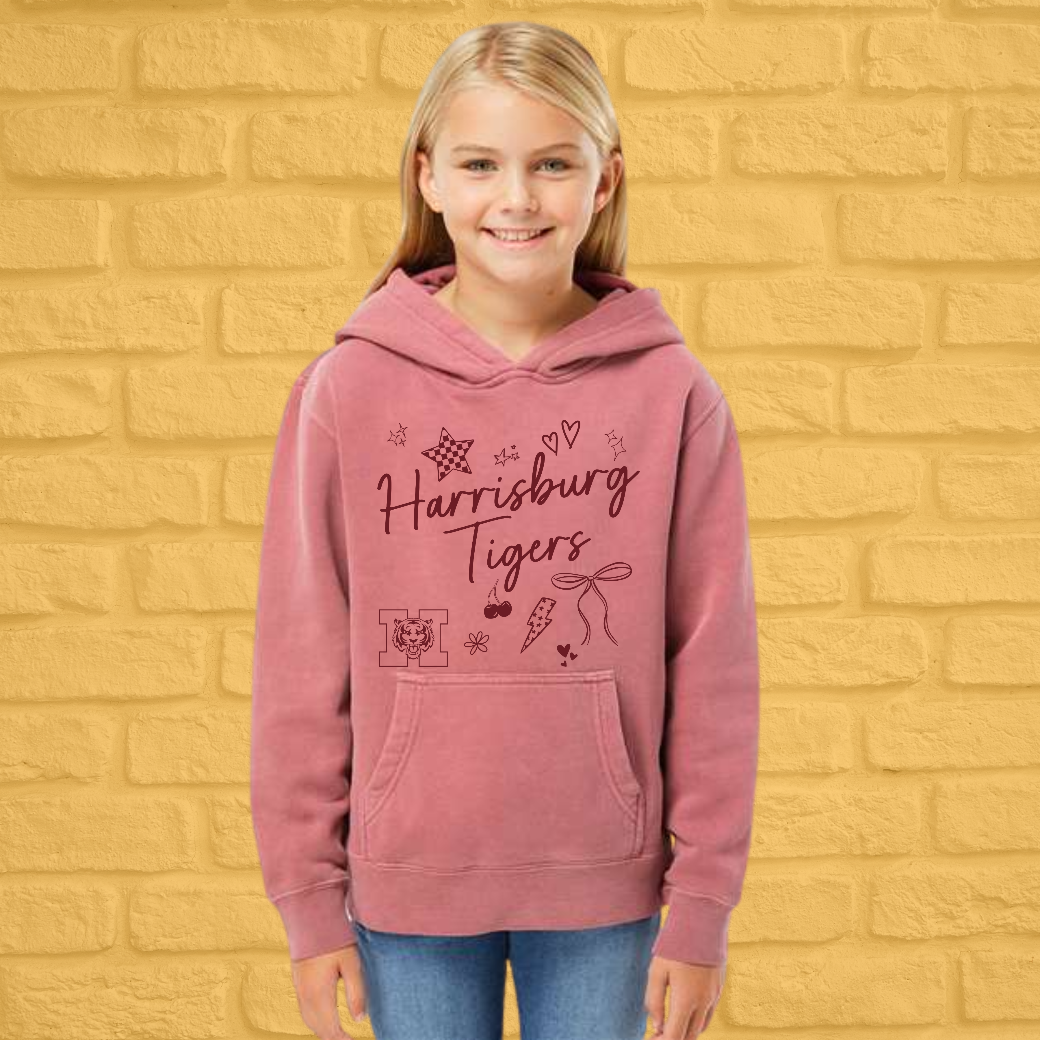Preppy Tigers Pigment Dyed Youth Hoodie