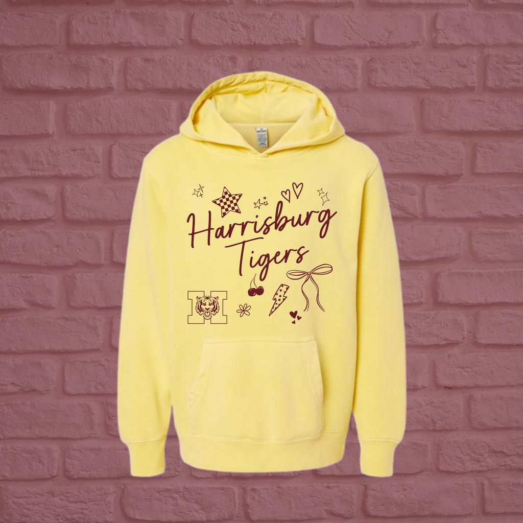 Preppy Tigers Pigment Dyed Youth Hoodie