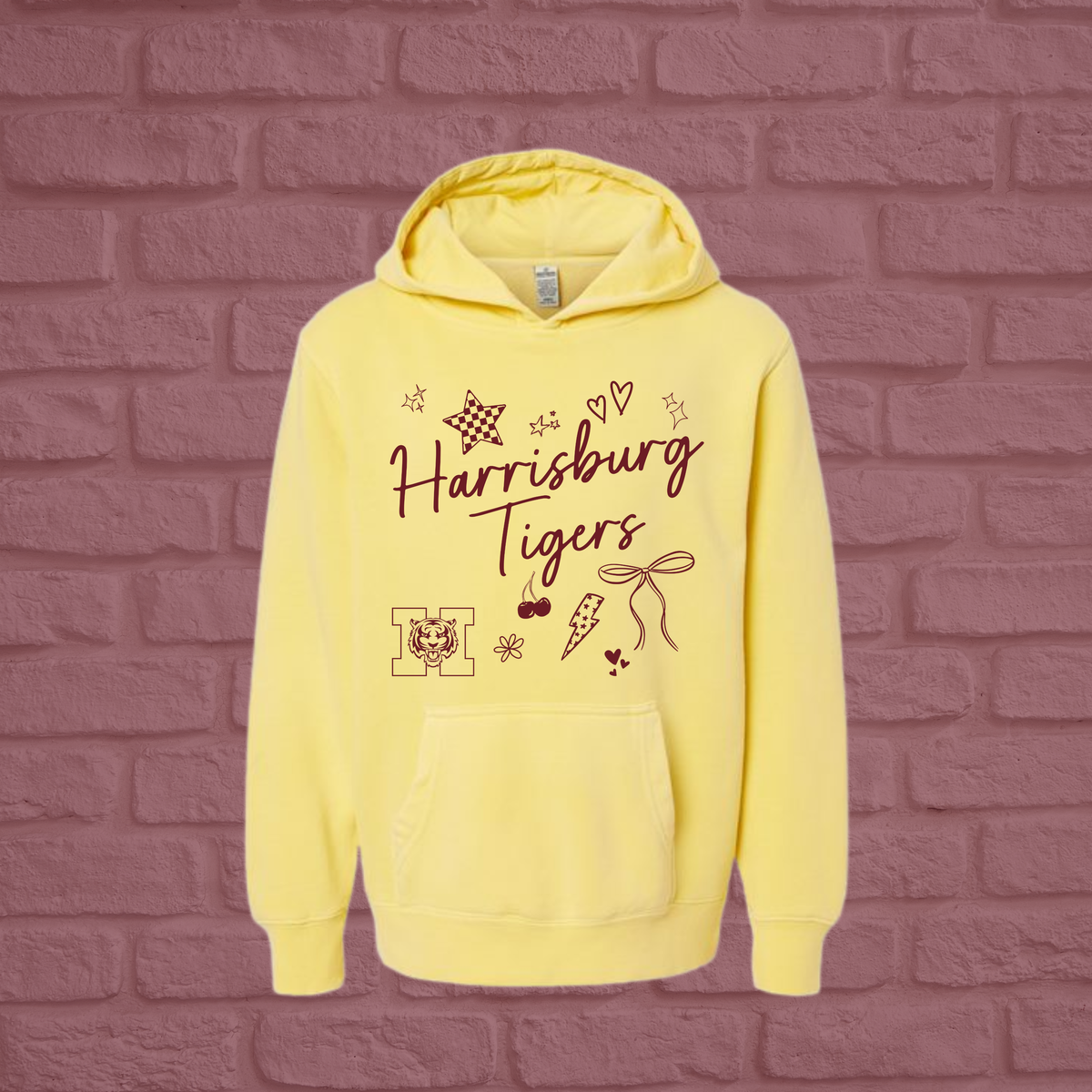 Preppy Tigers Pigment Dyed Youth Hoodie