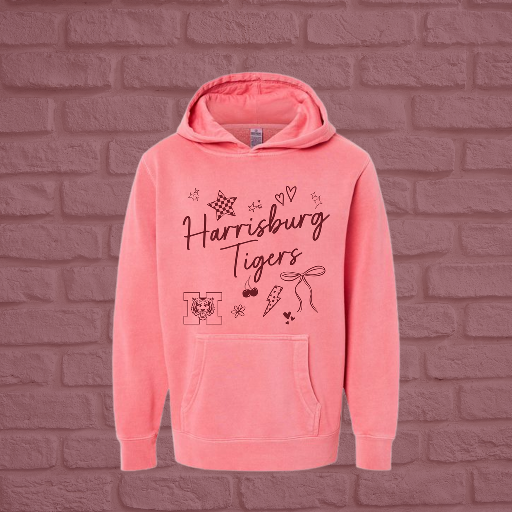 Preppy Tigers Pigment Dyed Youth Hoodie