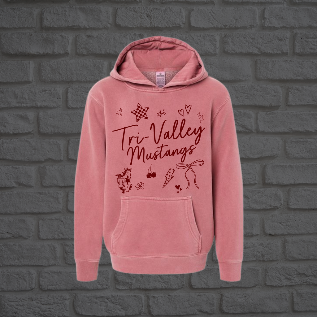Mustangs Preppy Pigment Dyed Youth Hoodie