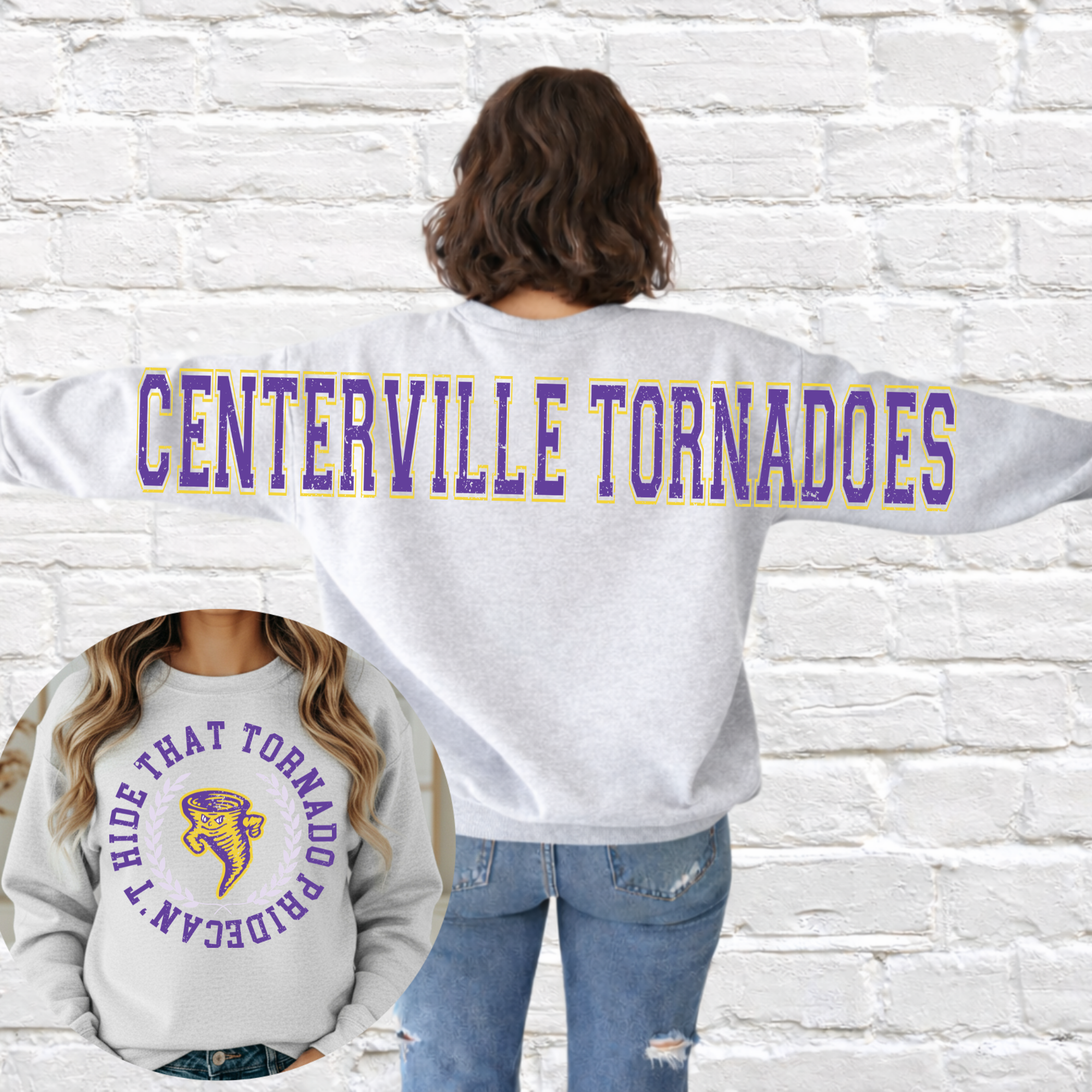 XXL Tornadoes Varsity Crew Neck | Big Front OR Back | Youth & Adult