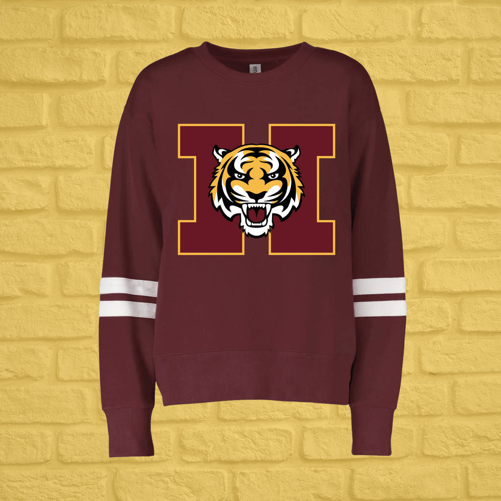 Tigers Logo Varsity Stripe Crewneck