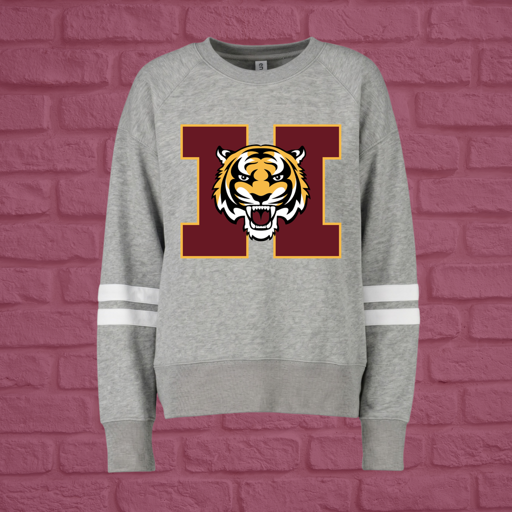 Tigers Logo Varsity Stripe Crewneck