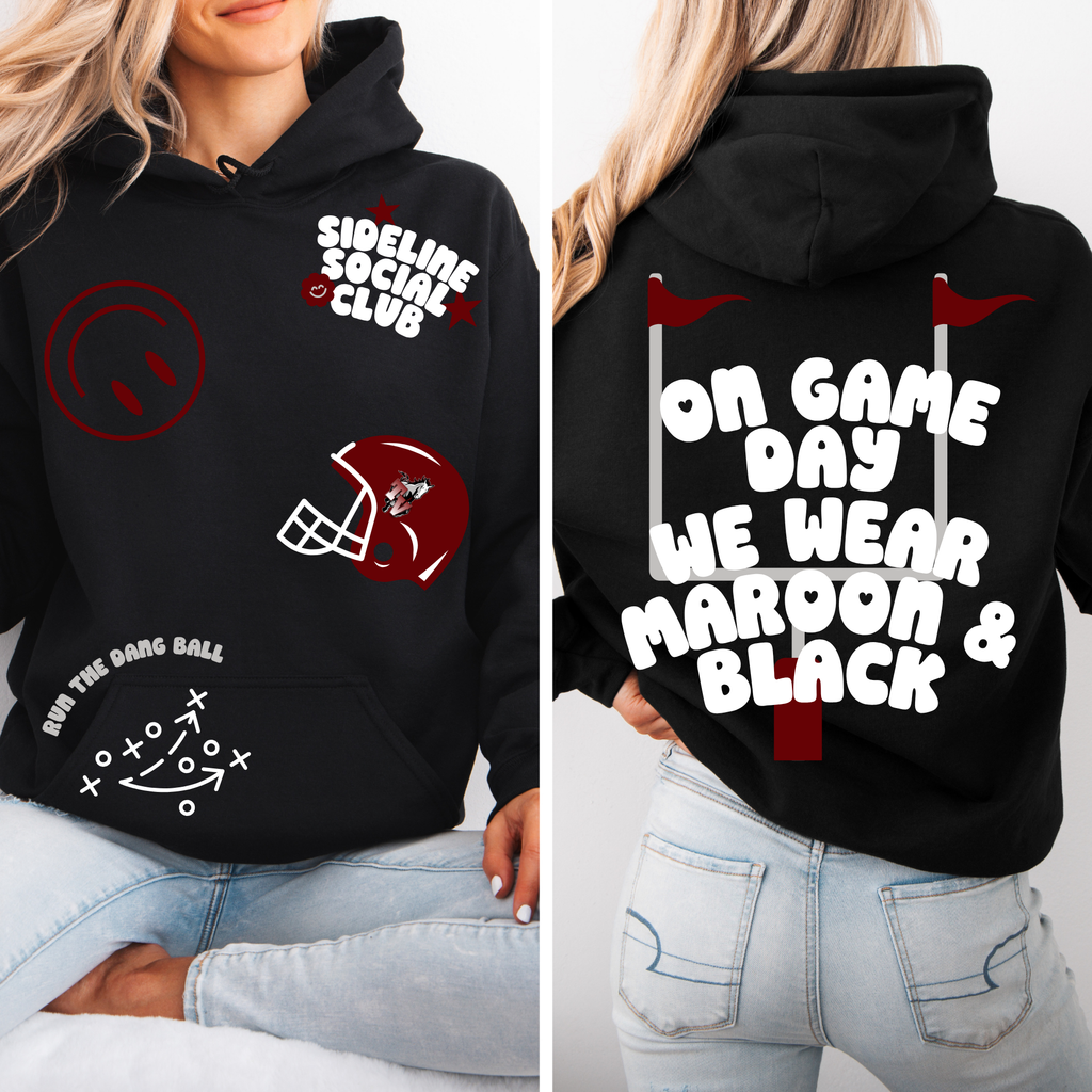 Sideline Social Sticker Hoodie | Mustangs