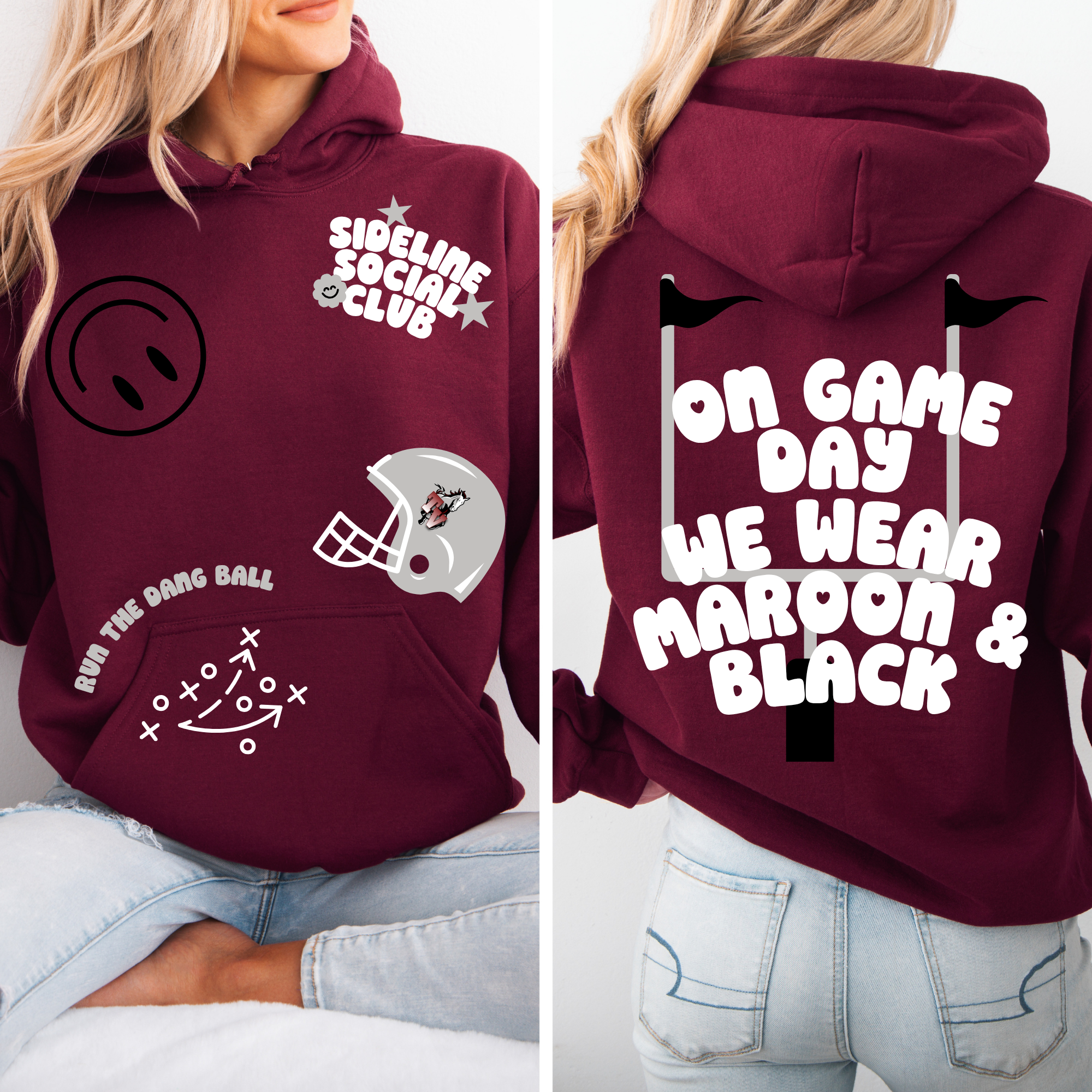 Sideline Social Sticker Hoodie | Mustangs