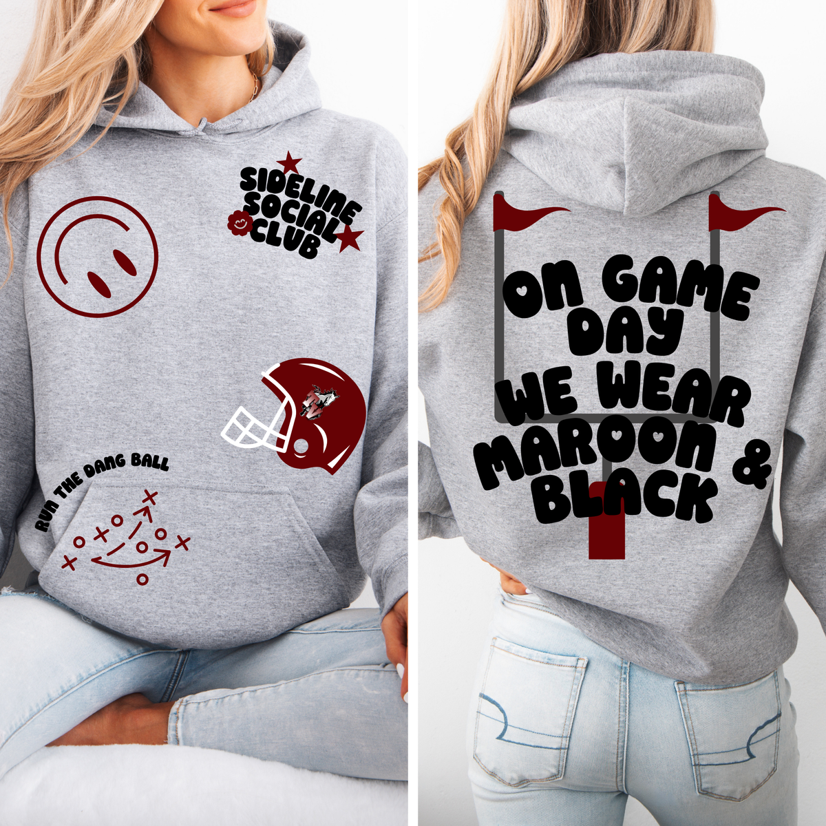 Sideline Social Sticker Hoodie | Mustangs